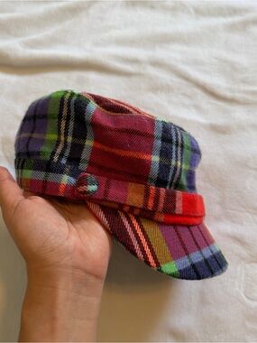 D&Y Multicolor Plaid Cap - Red, Green & Purple